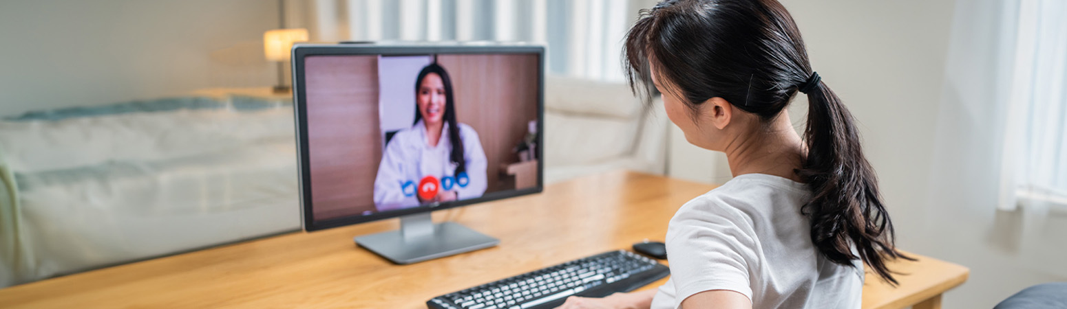 Patient receiving virtual physical therapy via video consultation, highlighting the convenience of remote care options.